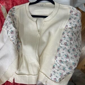 POL Cream Textured Knit Top